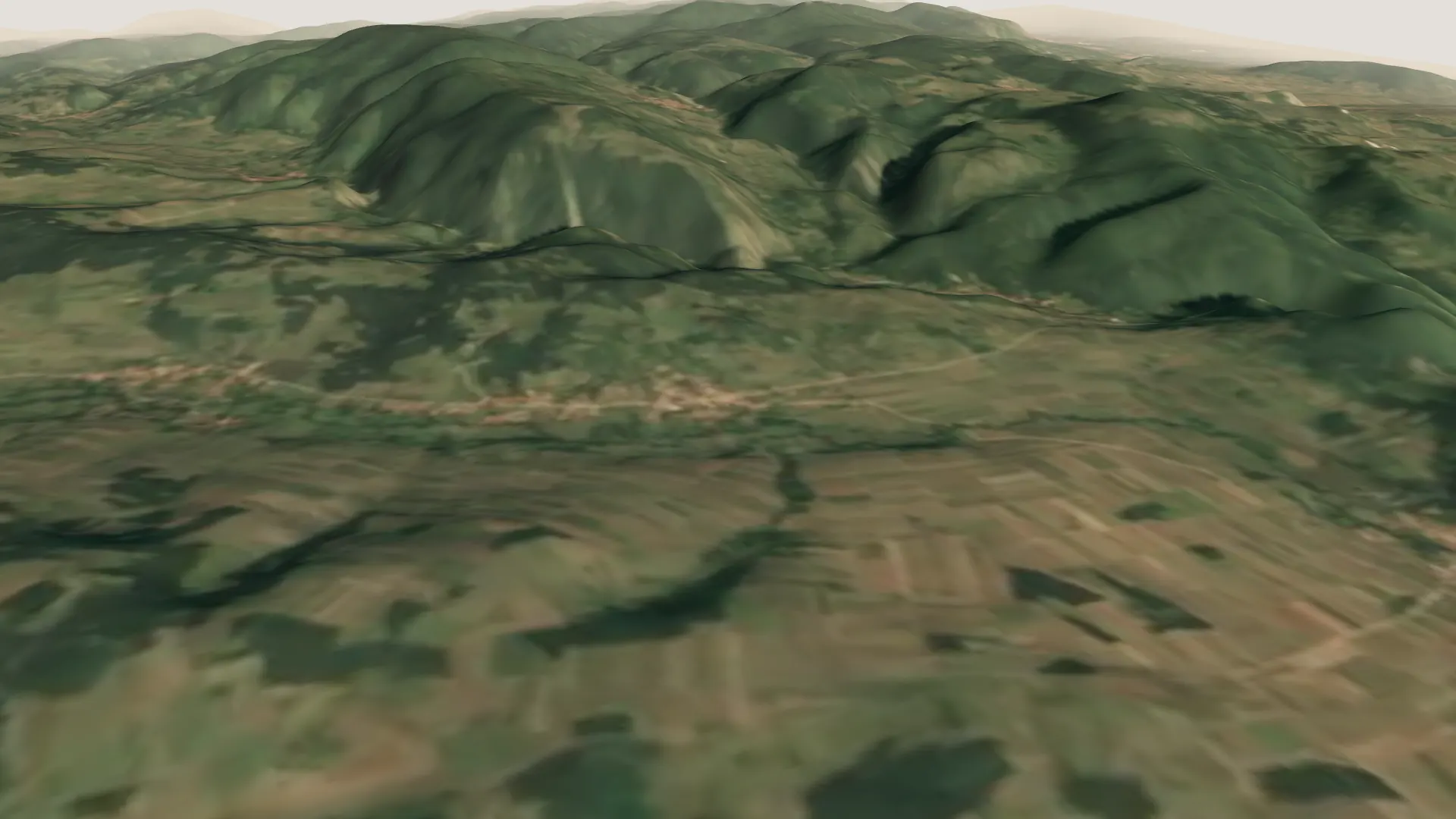 Долина Јужне Мораве и Веле Поље, стварни рељеф и сателитски снимак
